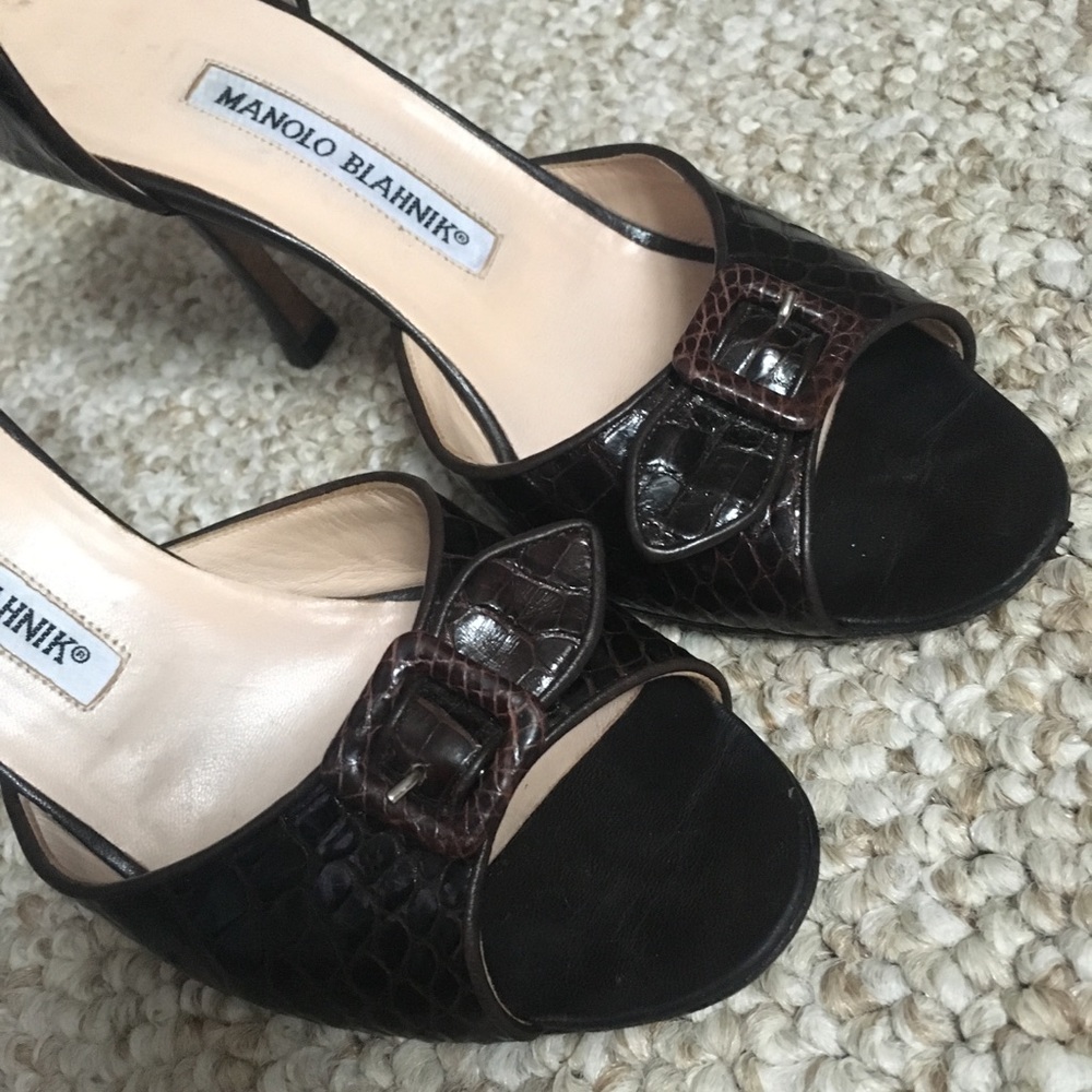 Manolo Blahnik Brown alligator D’orsay pumps (36) - Picture 6 of 8